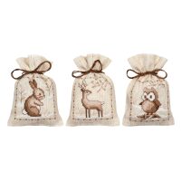 Vervaco Winterdiertjes Kruidenzakje PN-0207196 set van 3 borduren