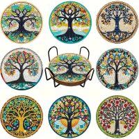Diamond Painting onderzetters Levensbomen (8 stuks)