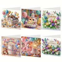 Diamond painting verjaardagskaarten Schattig (6 stuks)