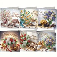 Diamond painting verjaardagskaarten Bloemen (6 stuks)