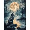Huilende wolf bij volle maan Diamond Painting