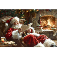 Kerstman bij het haardvuur Diamond Painting