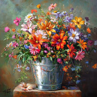 Kleurenexplosie van bloemen Diamond Painting