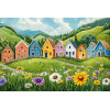 Kleurrijke huisjes Diamond Painting