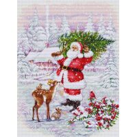 Luca-S Santa With Tree BU5098 borduren (pakket)