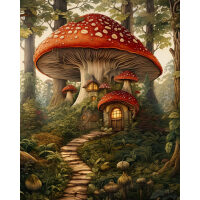 Paddenstoelen huisjes Diamond Painting