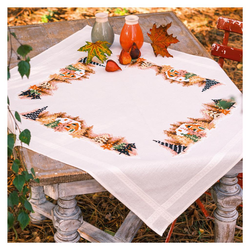 Vervaco Tafelkleed Herfstpompoenen PN-0222373 borduren (pakket