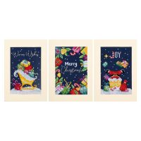 Vervaco Wenskaart Kerst set van 3 PN-0205297 borduren (pakket)