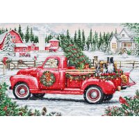 Luca-S Red Christmas Truck BU5101 borduren (pakket)