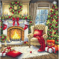 AVA Stitch Christmas Eve by the Fireplace / Waiting for Santa Claus P183 borduren (pakket)