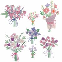 Rico Design Stick & Stitch borduurpakket Bloemboeketten XL 7 stuks