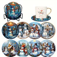 Diamond Painting onderzetters Sneeuwpoppen (8 stuks)