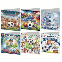 Diamond painting Verjaardagskaarten voetbal (6 stuks)