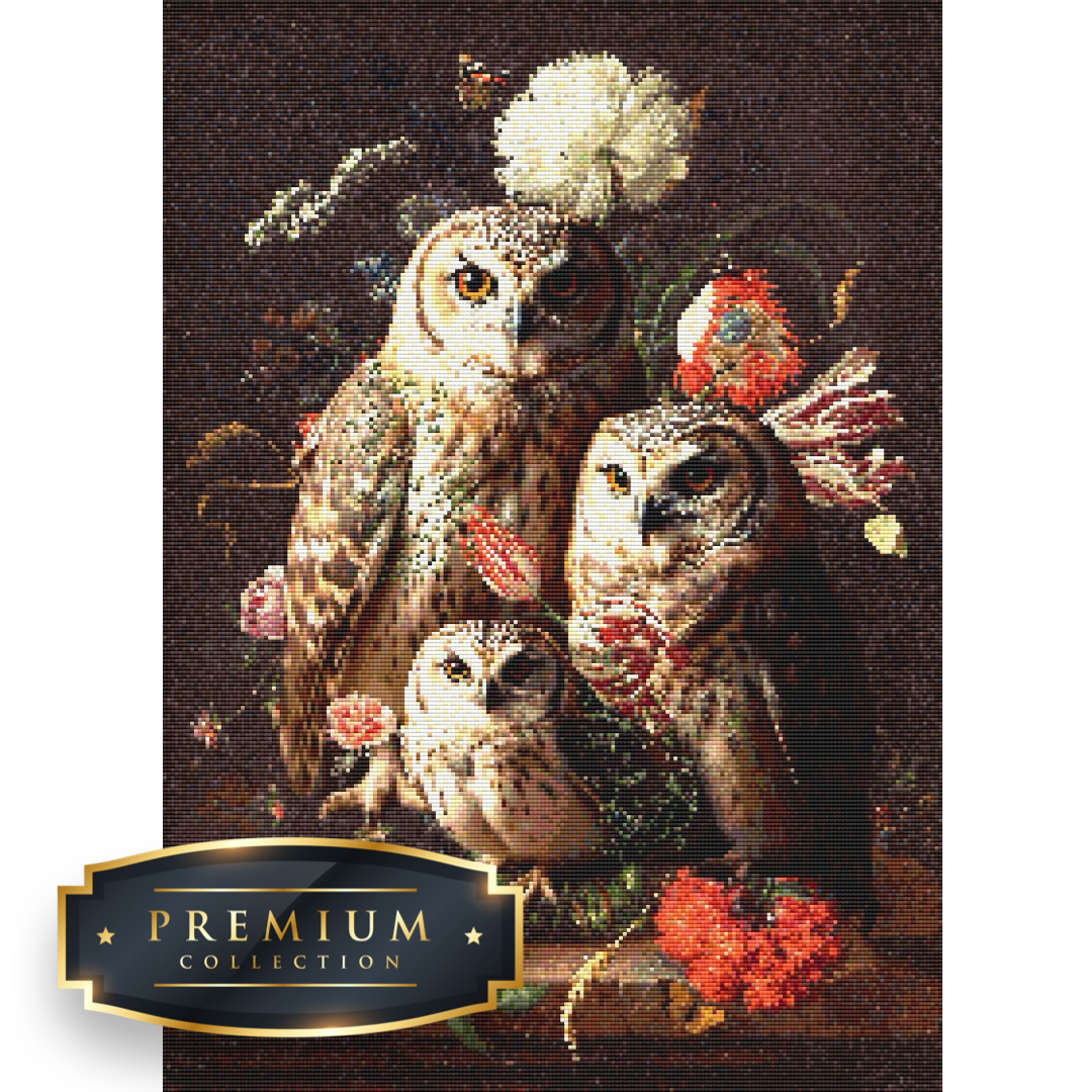 Familie uil Premium DP Diamond Painting - Afbeelding 2