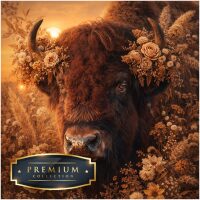 Hooglander in zonsondergang Premium DP Diamond Painting (80x80 en 79 kleuren)