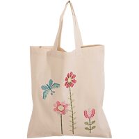 Rico Design Katoenen tas bloemen met vlinder om te borduren