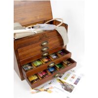 DMC Vintage Houten opbergmeubel incl 500 kleuren DMC borduurgaren