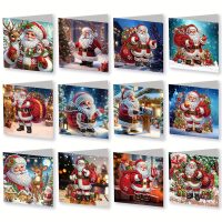 Diamond painting wenskaarten Gezellige Kerstmannen (12 stuks)