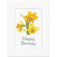 Heritage Crafts Greeting Card Daffodil 1958A borduren (pakket)