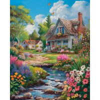 Huizen met bloementuin diamond painting