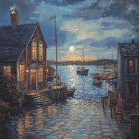 Imàge Reflections of a Quiet Harbor IL004 Borduurpatroon