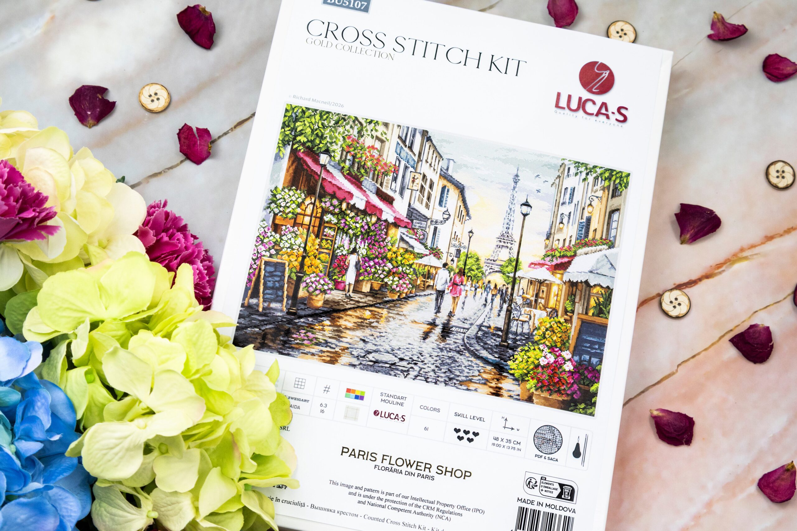 Luca-S Paris Flower Shop GOLD BU5107 borduren (pakket)