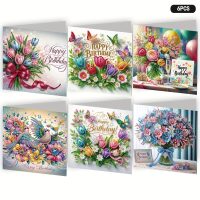 Diamond painting Bloemenkaarten (6 stuks)