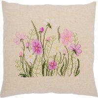 Vervaco Borduurkussen Pink flowers PN-0223029 borduren (pakket)