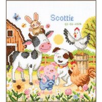 Vervaco Geboortebord Boerderijdieren PN-0225811 borduren (pakket)