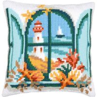 Vervaco Kruissteekkussen Uitzicht op zee PN-0220616 borduren (pakket)