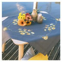 Vervaco Tafelkleed Roodborstjes en gele bloemen PN-0206936 borduren (pakket)