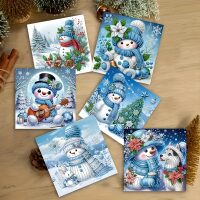 Diamond painting kerstkaarten Winterse sneeuwpoppen (6 stuks)