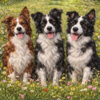 Drie trouwe Border Collie vrienden Diamond Painting