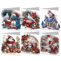 Diamond painting kerstkaarten Winterse vogels (6 stuks)