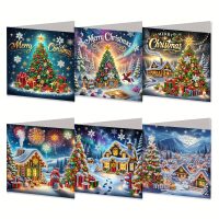 Diamond painting kerstkaarten Merry Christmas (6 stuks)