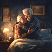 Opa en Oma in elkaars armen Diamond Painting