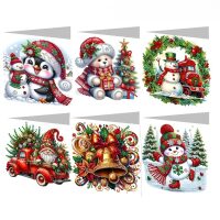 Diamond painting kerstkaarten Schattige Kerst (6 stuks)