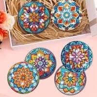 Diamond painting onderzetters Mandala bloemen (6 stuks)