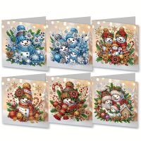 Diamond painting kerstkaarten Sneeuwpoppen (6 stuks)