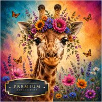 Fleurige Giraffe Premium DP Diamond Painting