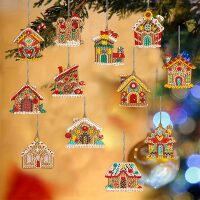 Diamond Painting kerstboomhangers Kersthuisjes (12 stuks)