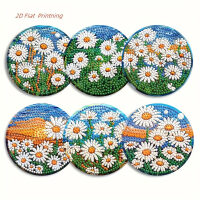 Diamond painting onderzetters madeliefjes (6 stuks)