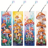 Diamond Painting boekenleggers Paddenstoelen (4 stuks)