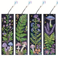 Diamond Painting boekenleggers fluor paddenstoelen (4 stuks)