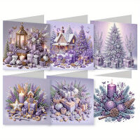 Diamond painting kerstkaarten in zachte kleuren (6 stuks)