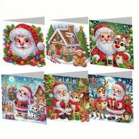 Diamond painting kerstkaarten vrolijke kerstmannen (6 stuks)