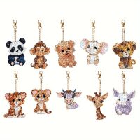 Diamond painting sleutelhangers vrolijke diertjes (10 stuks)