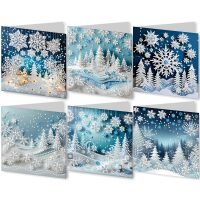 Diamond painting kerstkaarten Feestelijk blauw (6 stuks)