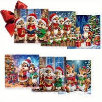 Diamond painting Kerstkaarten chipmunks (6 stuks)