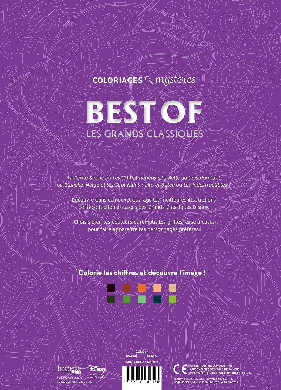 Coloriages Mystères Disney Les Grands Classiques Best Of - Kleuren op nummer voor volwassenen en kinderen - Afbeelding 2